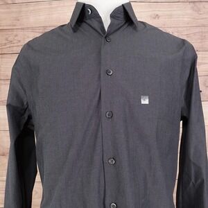 Express 1MX Shirt Mens L 16-16.5 Gray Long Sleeve Button-Up Extra Slim New!